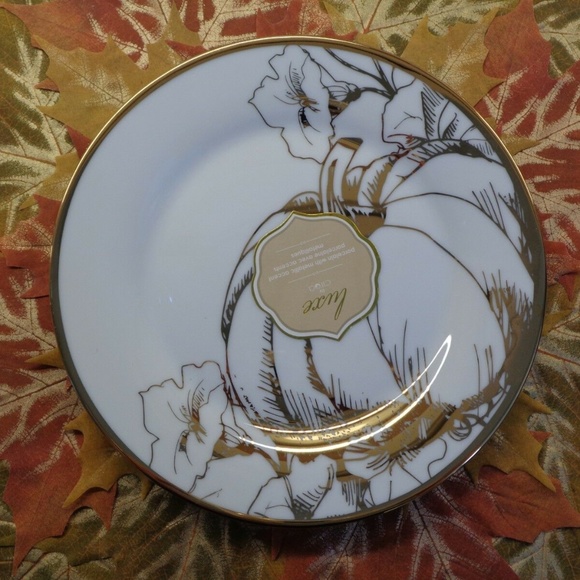 CIROA CHINA Other - CIROA LUXE GOLD BOTANICAL PUMPKIN SALAD PLATES 4 CIROA CHINA Other - CIROA LUXE GOLD BOTANICAL PUMPKIN SALAD PLATES 4